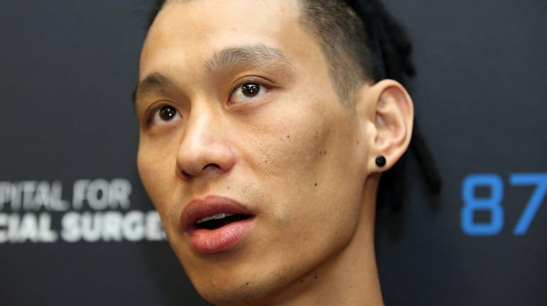 Nets' Jeremy Lin talks to media during day where Nets...