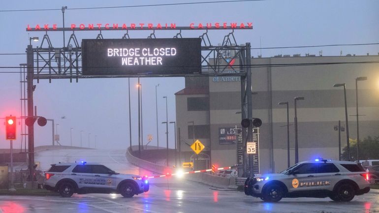 The entrance to Lake Ponchartrain Causeway is closed due to...