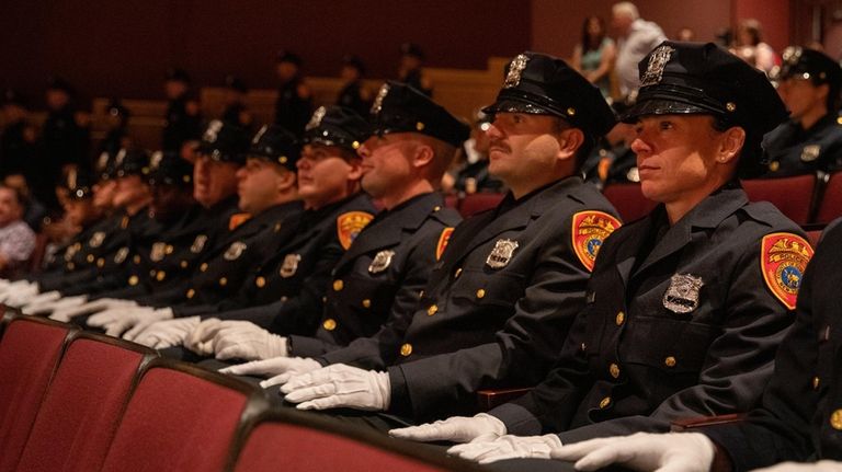 The recruit class at the Suffolk County Police Academy commencement...