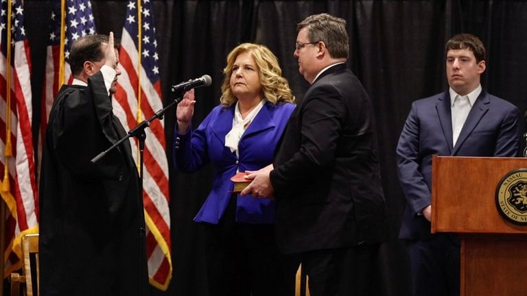 Nassau District Attorney Anne Donnelly during her swearing-in ceremony Jan....