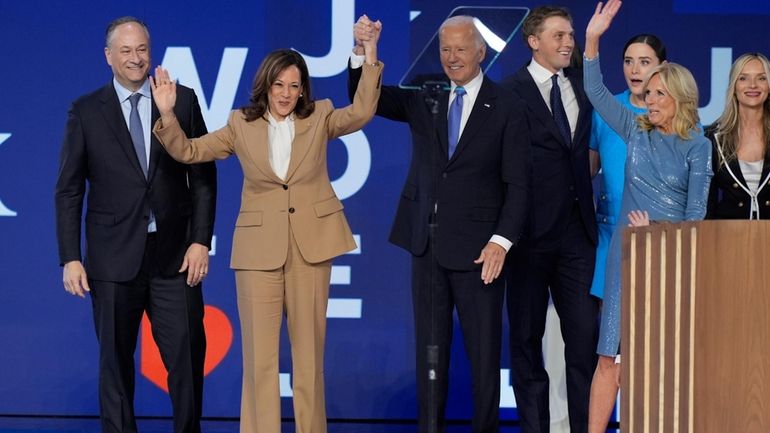 Democratic presidential nominee Vice President Kamala Harris and President Joe...