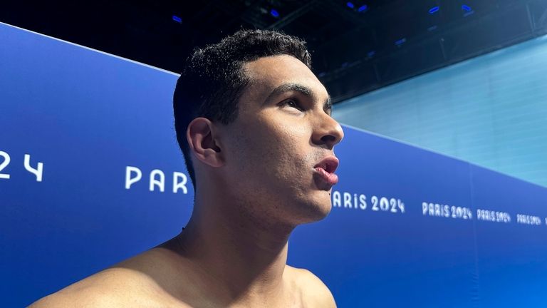 Palestinian swimmer Yazan Al Bawwab is pictured at Paris La...