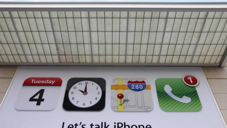 An advertisement about iPhone is shown before an announcement at...