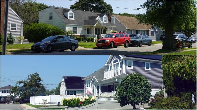 Homes along Parkview Avenue, top, and Anchor Place in Seaford.