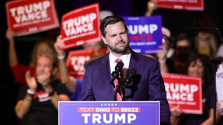 Republican vice presidential candidate Sen. JD Vance, R-Ohio, speaks during...