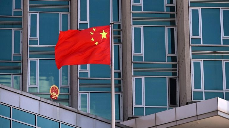 A view of Chinese flag flying at the Consulate General...