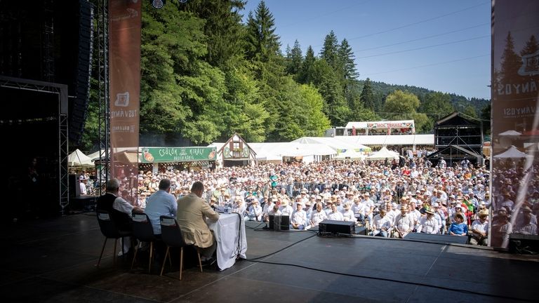 In this picture issued by the Hungarian PM's Press Office,...