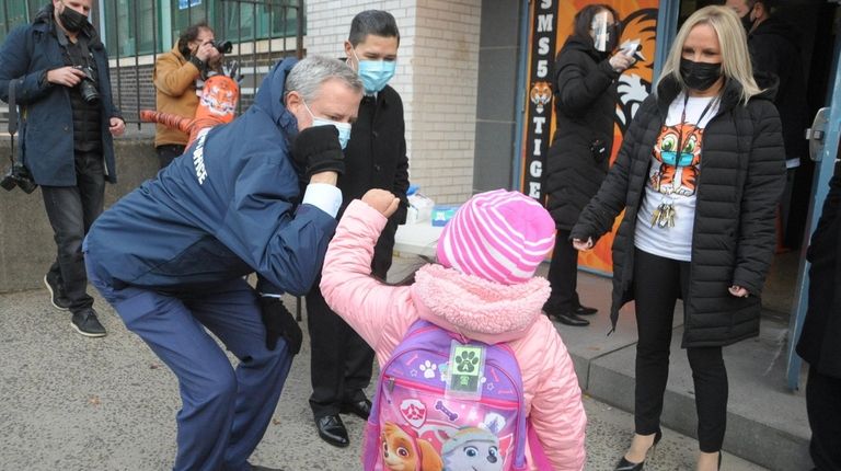 New York City Mayor Bill de Blasio and Schools Chancellor...