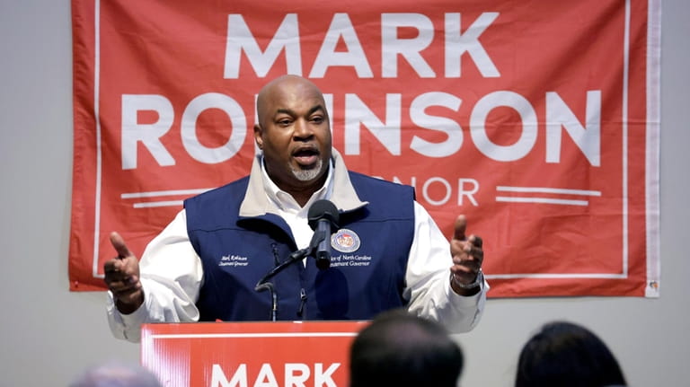North Carolina Lt. Gov. Mark Robinson, a Republican candidate for...