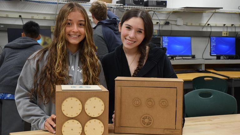 In East Setauket, Brook Laine, left, and Samantha Margulies were among...