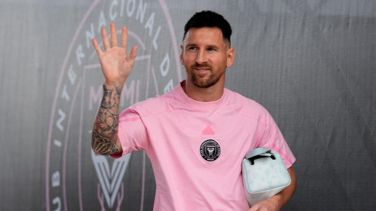 Inter Miami forward Lionel Messi arrives for an MLS soccer...