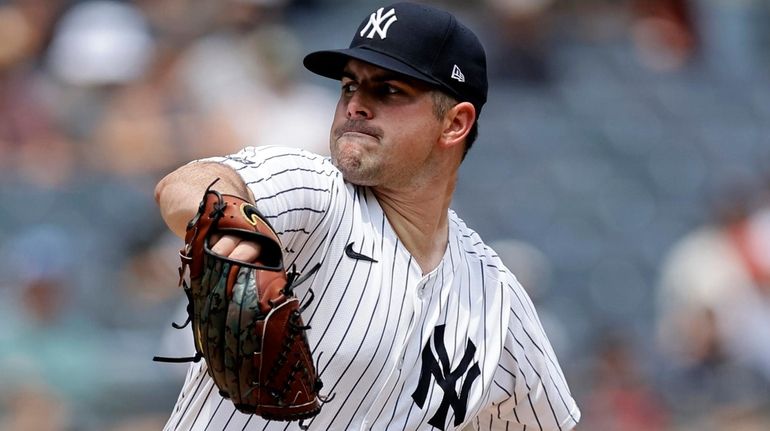 Carlos Rodon of the New York Yankees pitches during the...