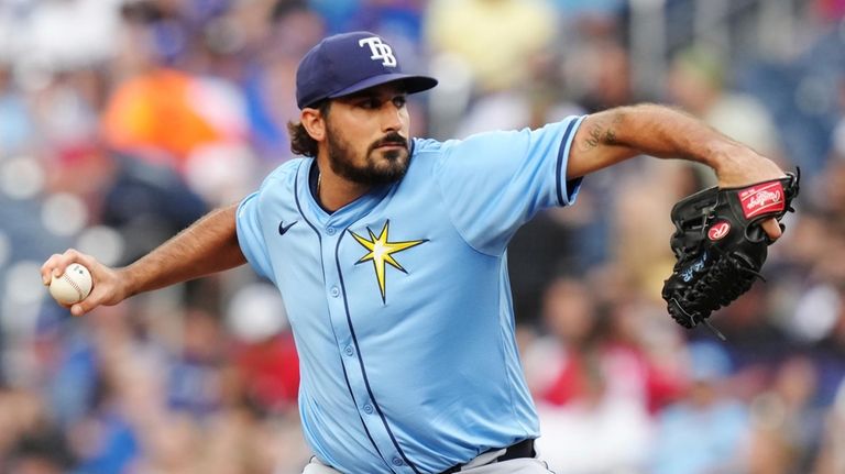 Tampa Bay Rays pitcher Zach Eflin works against the Toronto...