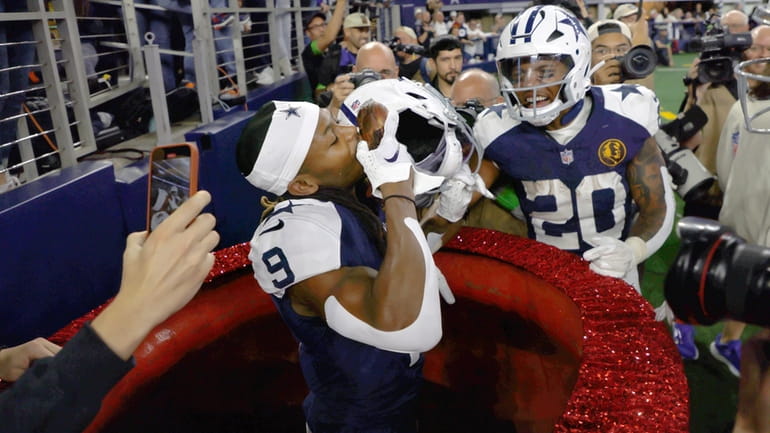 Dallas Cowboys wide receiver KaVontae Turpin (9) celebrates with running...