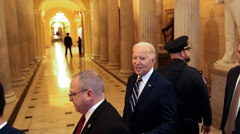 President Joe Biden arrives for the National Prayer Breakfast at...