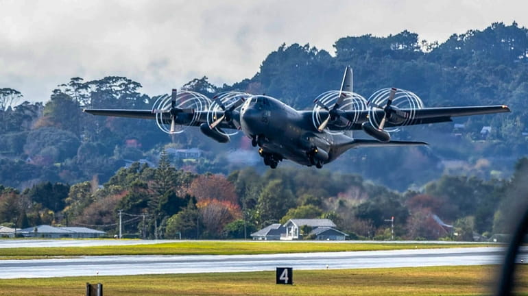 A RNZAF Hercules C-130 takes off from Whenuapai airbase near...