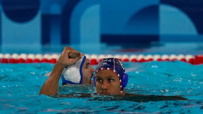 France's Thomas Vernoux celebrates after scoring a goal during a...