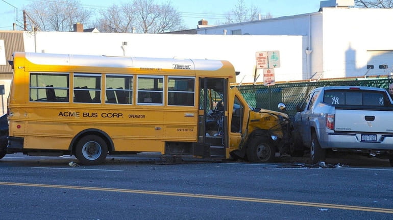 A school minibus was involved in a crash on Herricks...