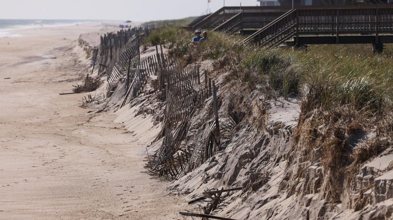 Erosion on the beach at Davis Park on Fire Island...