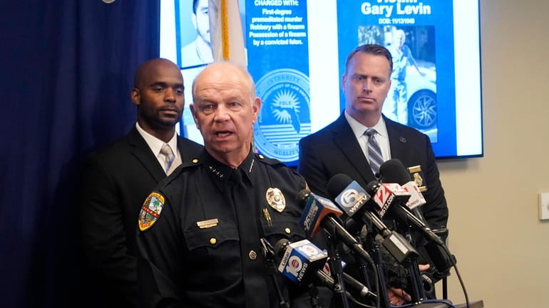 Palm Beach Gardens Chief of Police Clinton Shannon speaks at...