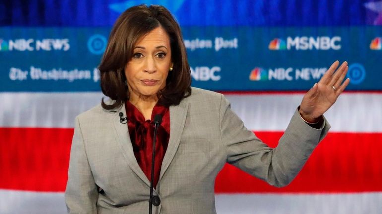 Then-Sen. Kamala Harris participates in a Democratic presidential primary debate...