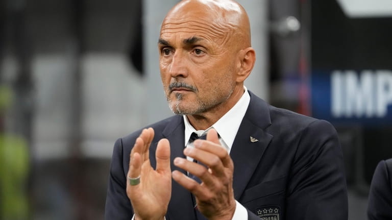 Italy coach Luciano Spalletti applauds before the Euro 2024 group...