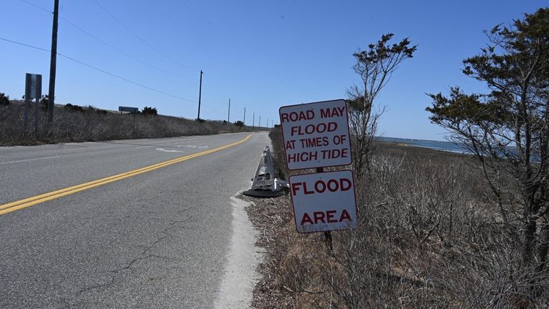 Pictured is Dune Road in Southampton Town, where officials are...