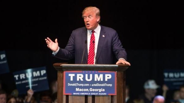 Republican presidential candidate Donald Trump speaks during a campaign rally...