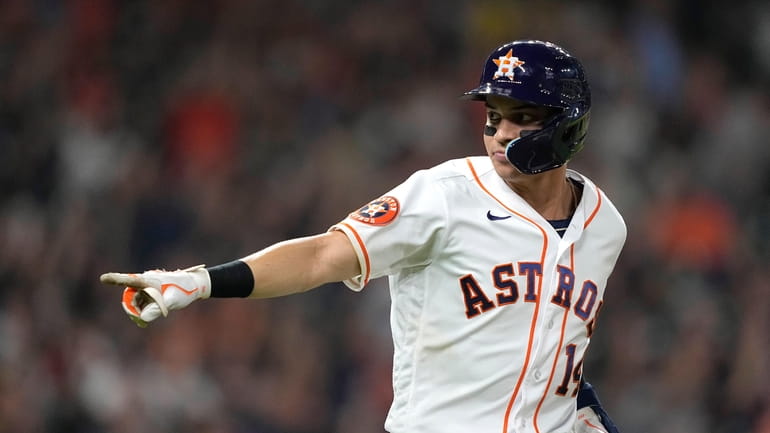 Mauricio Dubon of the Houston Astros at bat against the New York