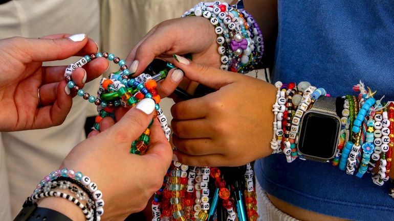 Swifts trade bracelets in the city centre in Vienna on...