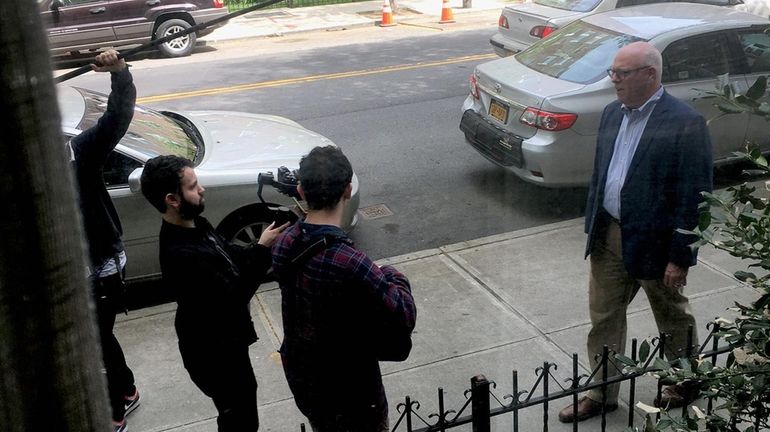 Rep. Joseph Crowley films a TV commercial in Jackson Heights,...