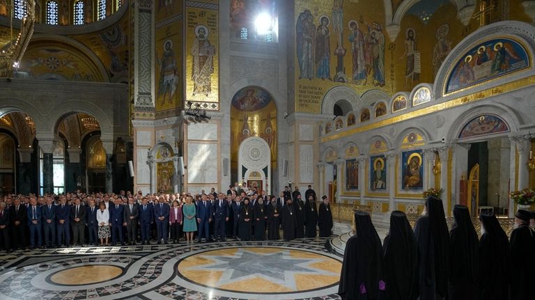 Officials from Serbia, Bosnian Serb and Montenegro political leaders attend...