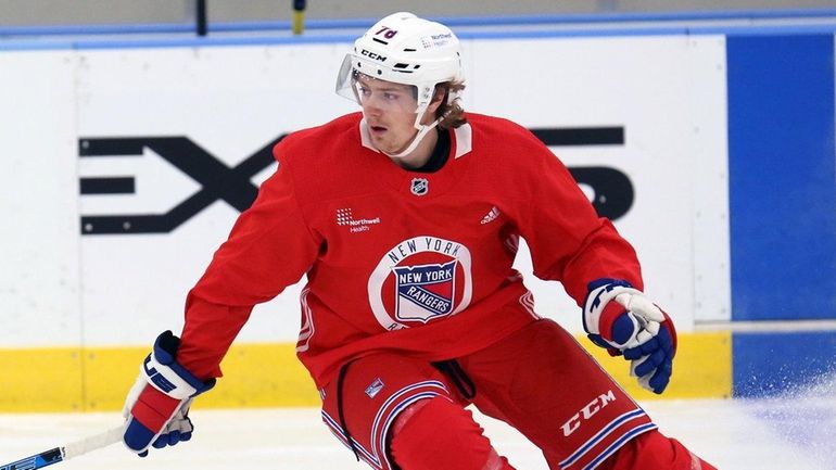 Rangers prospect Brennan Othmann at the MSG Training Center on Sept....