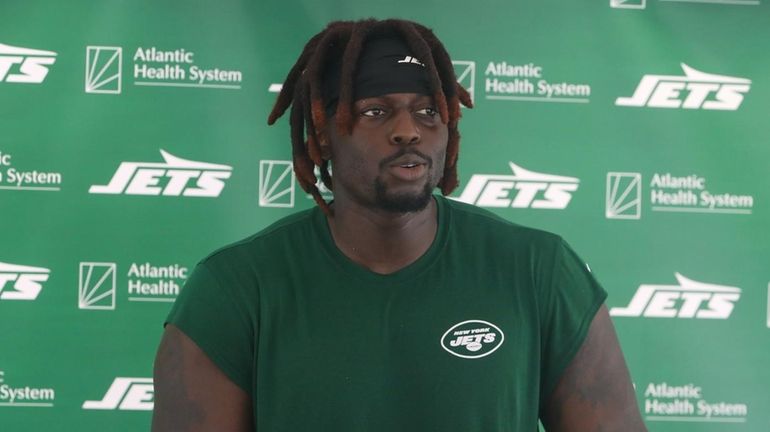 New York Jets defensive tackle Javon Kinlaw at training camp...