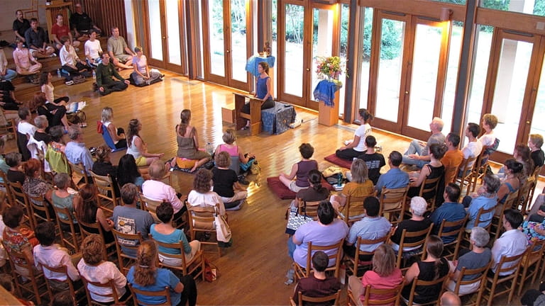 This photo shows Tara Brach leading a meditation class at...