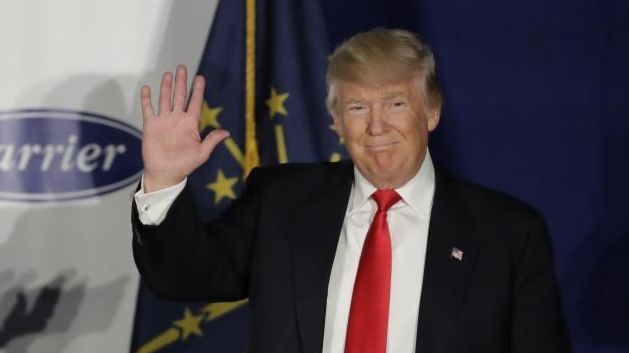 President-elect Donald Trump arrives at Carrier Corp in Indianapolis, Ind.,...