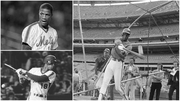 Darryl Strawberry, seen here before and during his big-league debut...