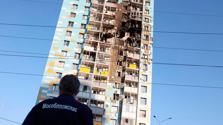 This photo released by Moscow Region Governor Andrei Vorobyev official...