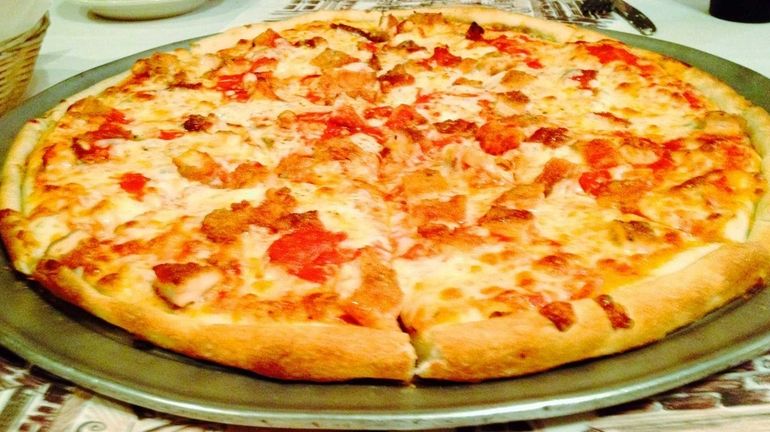 The chicken-cutlet pizza, Parmigiana-style, at Ciro's in Floral Park.