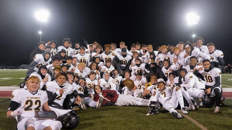 The St. Anthonys football team after winning the state championship...