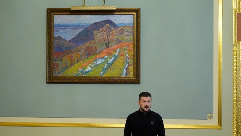 Ukraine's President Volodymyr Zelenskyy prepares to meet U.S. Secretary of...