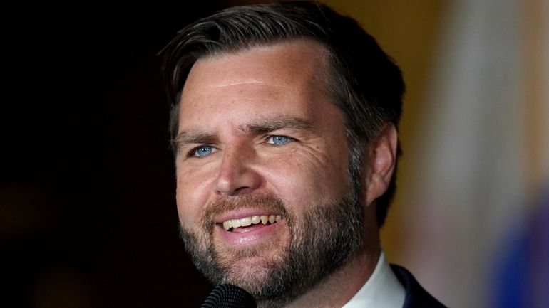 Republican vice presidential nominee Sen. JD Vance, R-Ohio, speaks at...