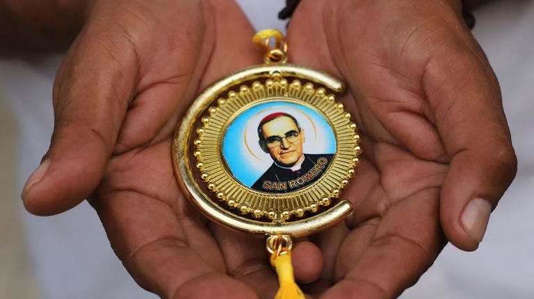 An ornament features Saint Oscar Arnulfo Romero during a religious...