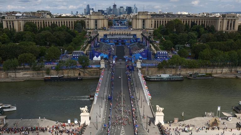 A view of the start of the men's Road Race...