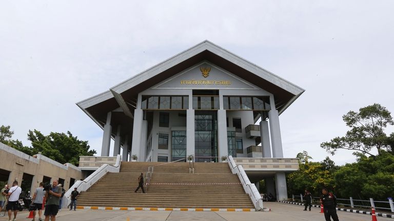 Media gate is seen outside Koh Samui provincial court in...