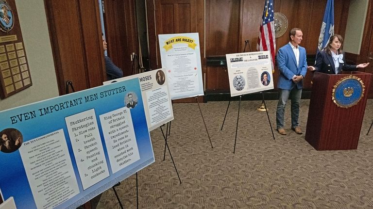 Louisiana Attorney General Liz Murrill, right, speaks alongside Louisiana Gov....