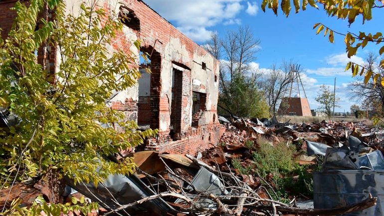 The ruins of a building that was part of a...