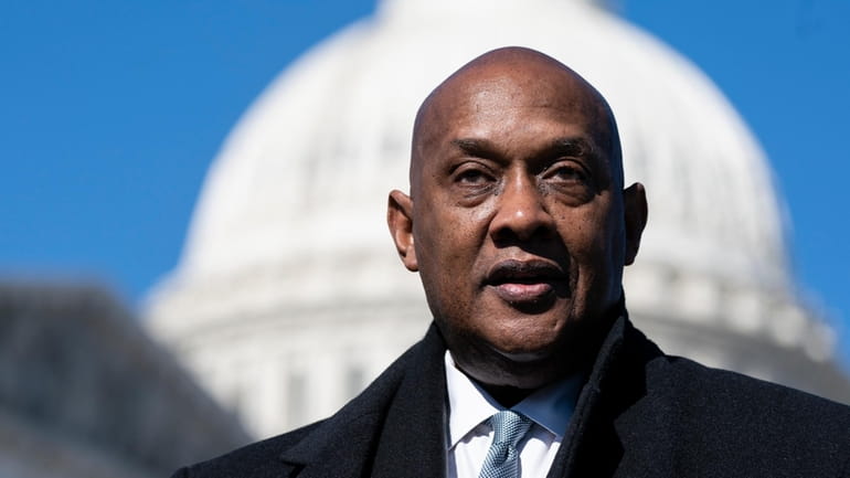 Rep. Dwight Evans, D-Pa., speaks with reporters about the Violent...