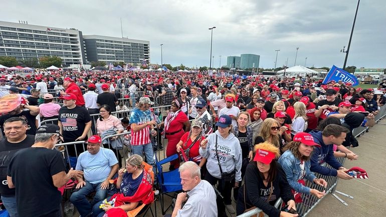 Crowds line up to hear Republican presidential nominee and former President...