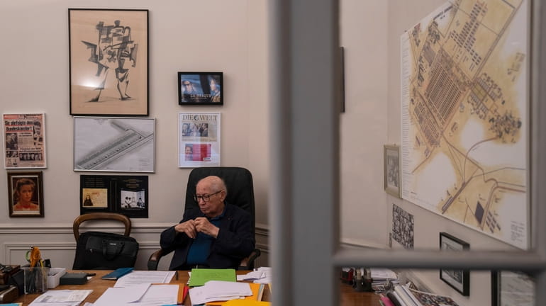 Serge Klarsfeld sits in his office, Tuesday, July 2, 2024...